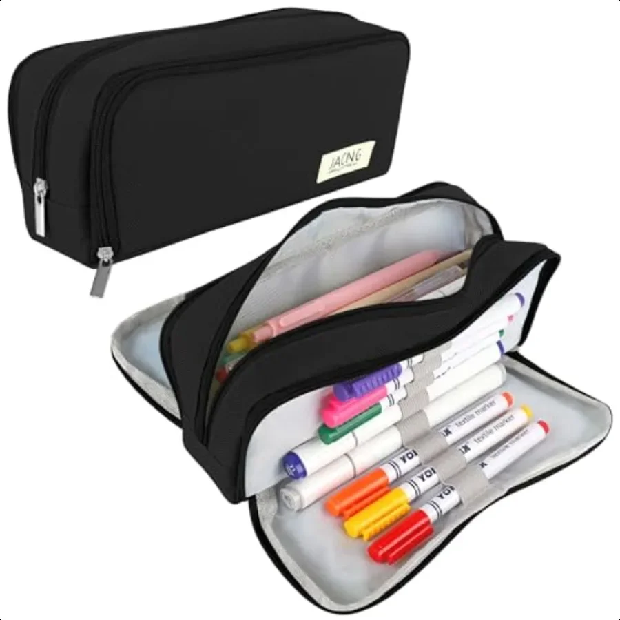 مقلمة كبيرة بسعة كبيرة وحقيبة أقلام رصاص بسحاب مع 3 مقصورات منظم مكتب محمول وحامل قلم متعدد الوظائف