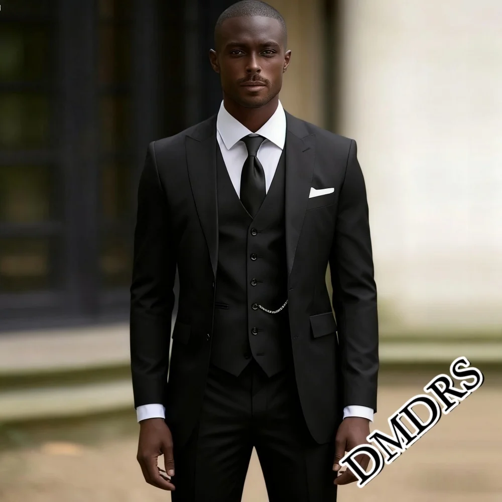 

Formal Black Men's Suit Set 2PCS For Wedding Simple Single-Breasted Business Men's Suit Set Exquisite Office Men's Suit Set
