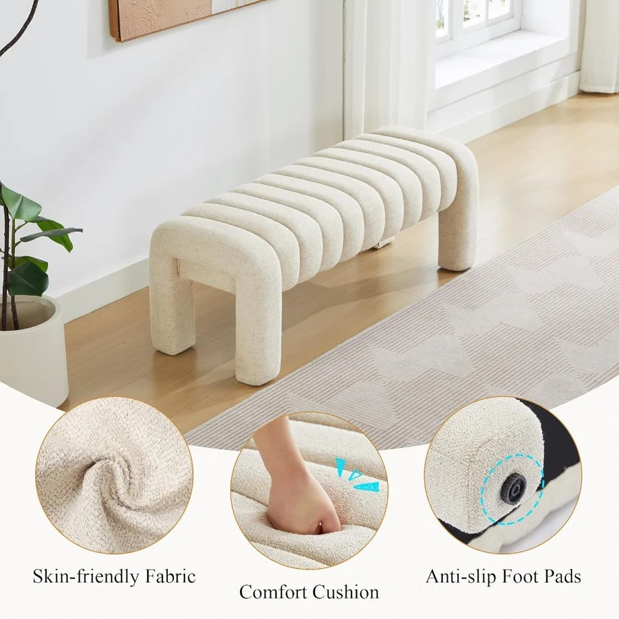 43 نهاية السرير Beh مدخل الكتان الحديث Beh مقعد عثماني منجد مع تغطية كاملة من الأقمشة العثمانية لغرفة النوم وغرفة المعيشة