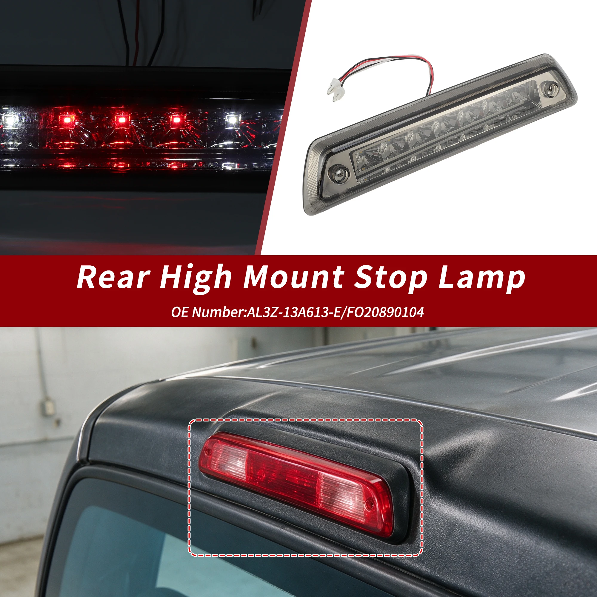 UXCELL High Mounted LED Third Brake Light for Ford F150 2009-2014 AL3Z-13A613-E