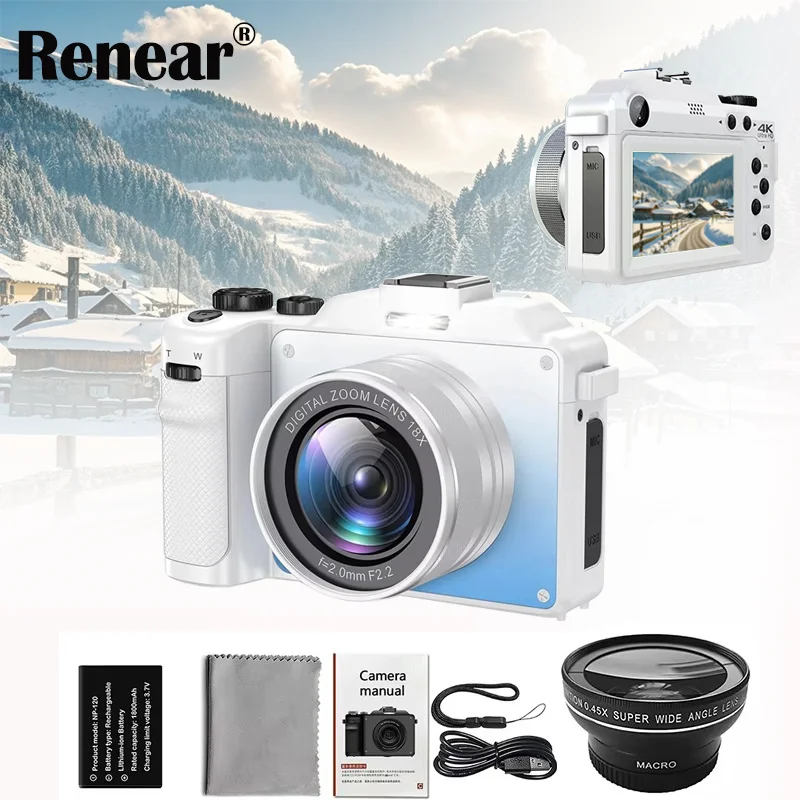 

Digital Camera 4K Auto Focus Vlogging Camera ultra HD 56MP18X Zoom Video Compact Cameras Selfie WIFI for YouTube Video Camera