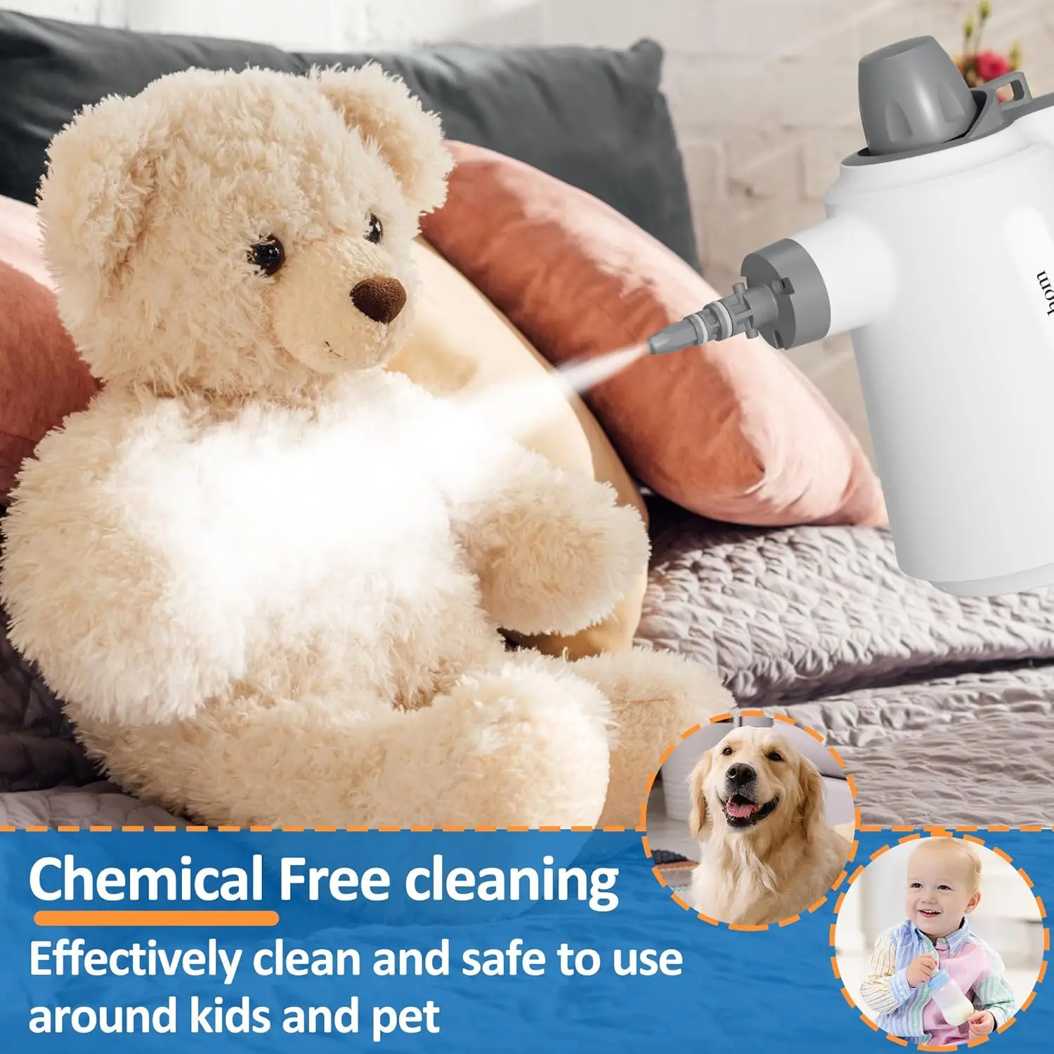 Handheld Steam Cleaner with 11 Accessories, Large Capacity, Portable Steam for Home, Car, Window Cleaning