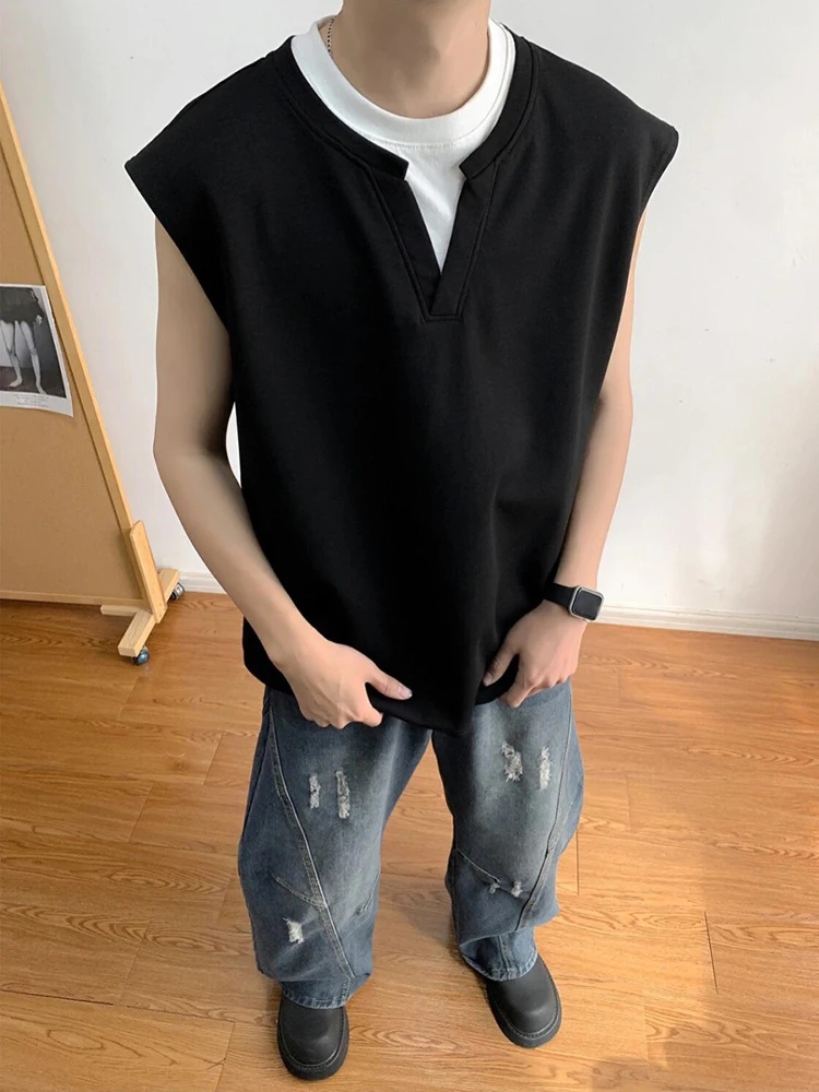 

Мужская летняя спортивная майка Bla Spor: американский стиль, плотный трикотаж, V-образный вырез, свободный крой, повседневная.