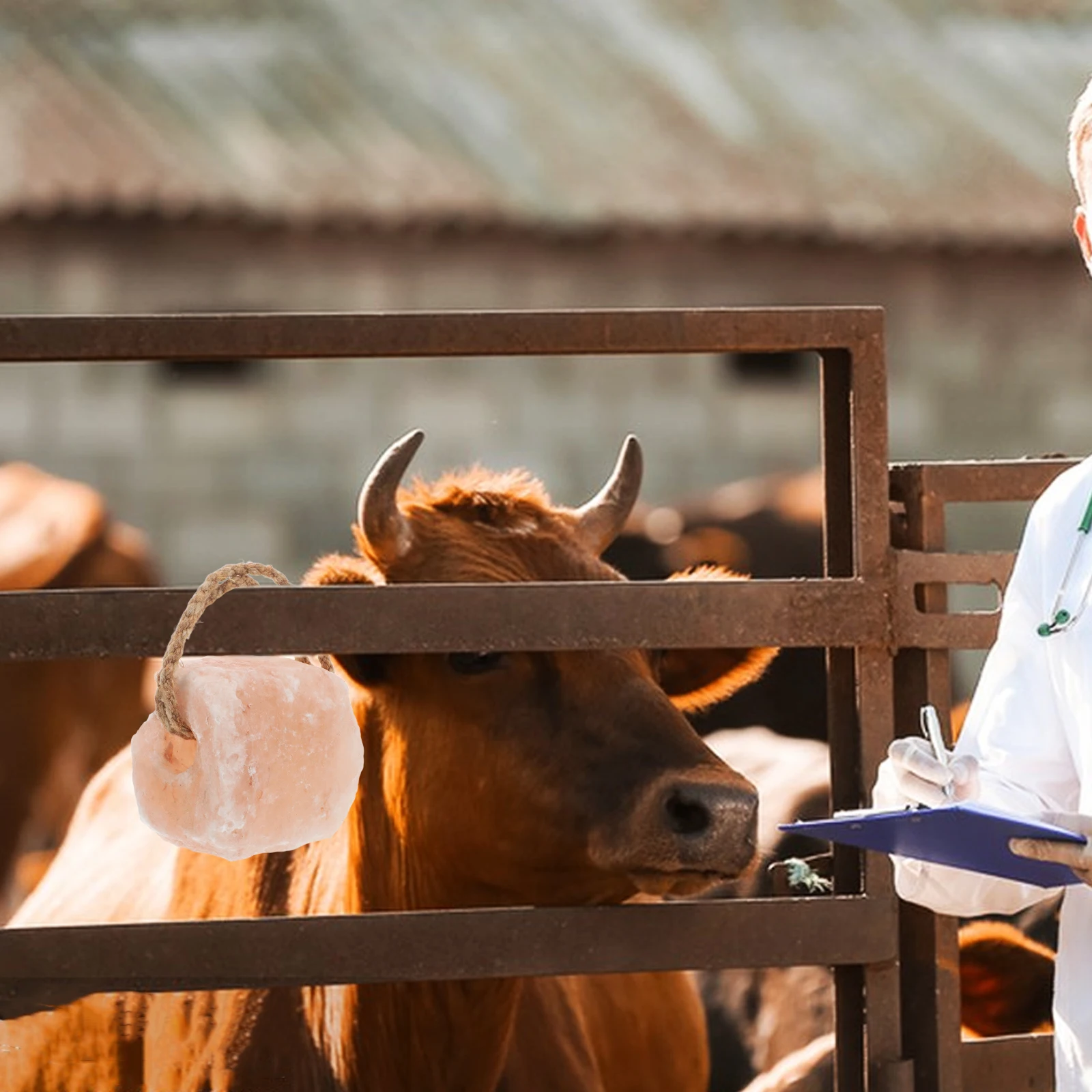 

1-2Kg Salt Brick For Sheep Cattle Horses Rich Mineral Licking Block Long Lasting Farm Supply Hanging Rope Salt Block Animal