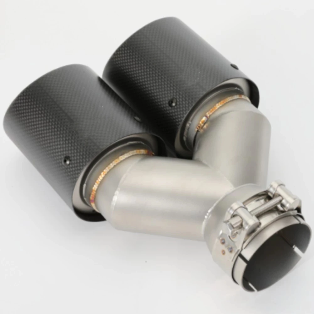 1 Piece Car Carbon Fiber Matte Muffler Tip Y Shape Double Exit Exhaust Pipe Mufflers Nozzle Decoration