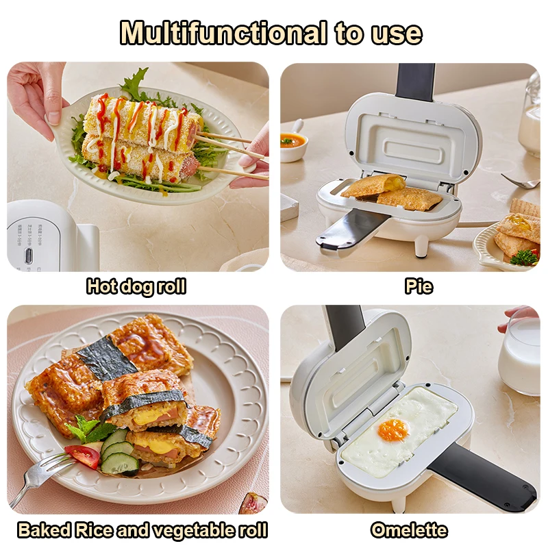 Double-Sided Seal Hot Press Sandwich Machine Taco Burrito Omelets Baking Pan Grill Panini Breakfast Maker Bread Hot Dog Toaster