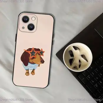 卡通可愛臘腸犬手機殼,適用於 iPhone 17、16、15、14、13、12、11、Pro、XS、Max、XR、Plus、E、SE4、Mini,黑色軟殼 10 最佳銷售 漂亮的iPhone手機殼 - №3