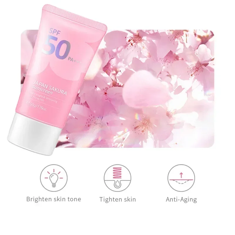 LAIKOU Japan Sakura Sunscreen SPF 50+ Soothing Hydrating Sunscreen Lotion Strong UV Protection Sunscreen for Face and Body 50ml