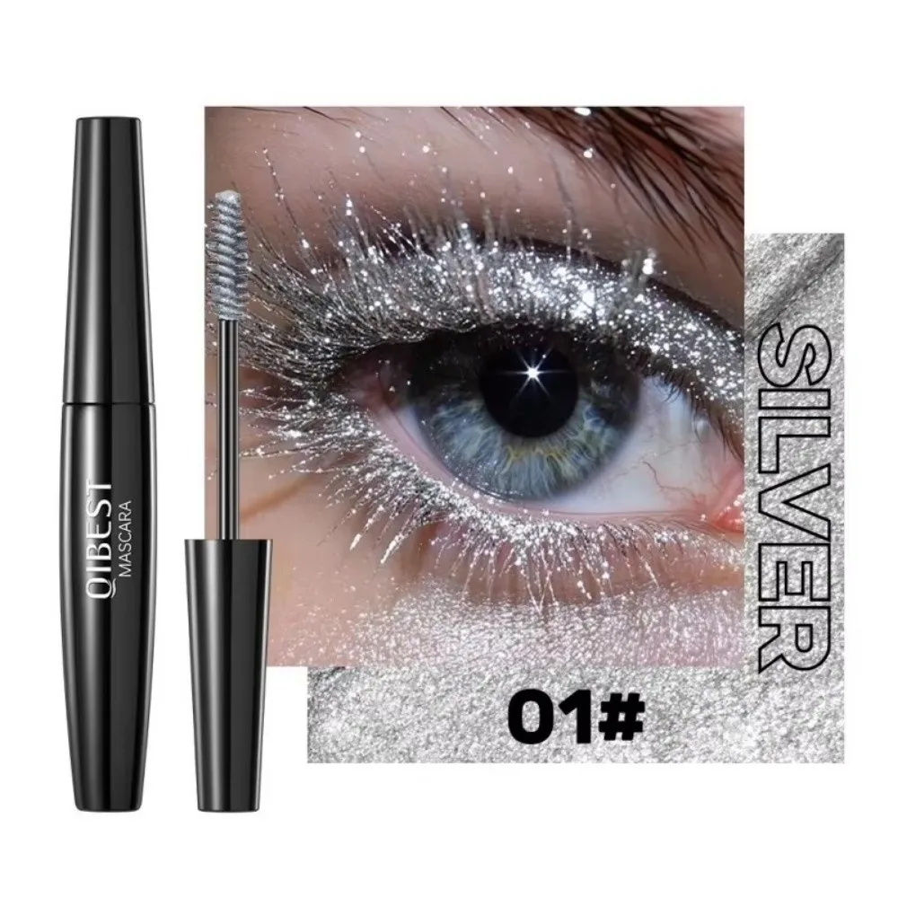 Mascara diamant galaxie, 5 couleurs, paillettes brillantes, brosse à cils, imperméable, séchage rapide, recourbé, épais