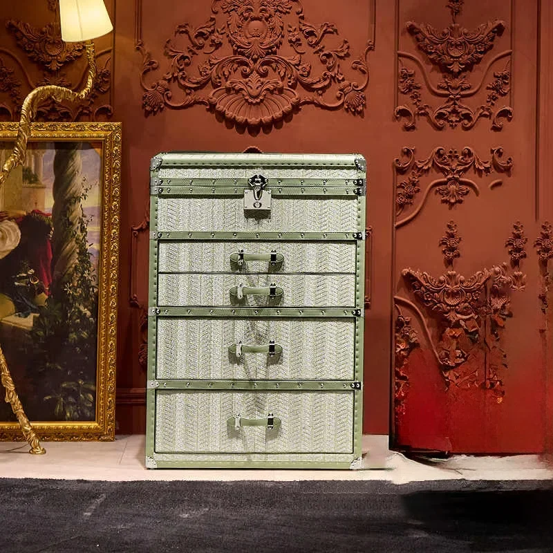 Italian light luxury copper wire jewelry cabinet chest cabinet high sense hard box household