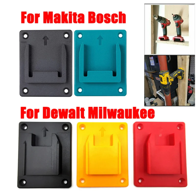 2pc For Makita/Bosch/Dewalt/Milwaukee 18V Batteries Wall Mount Tool Bracket Fixing Devices Machine Holder Battery Storage Rack