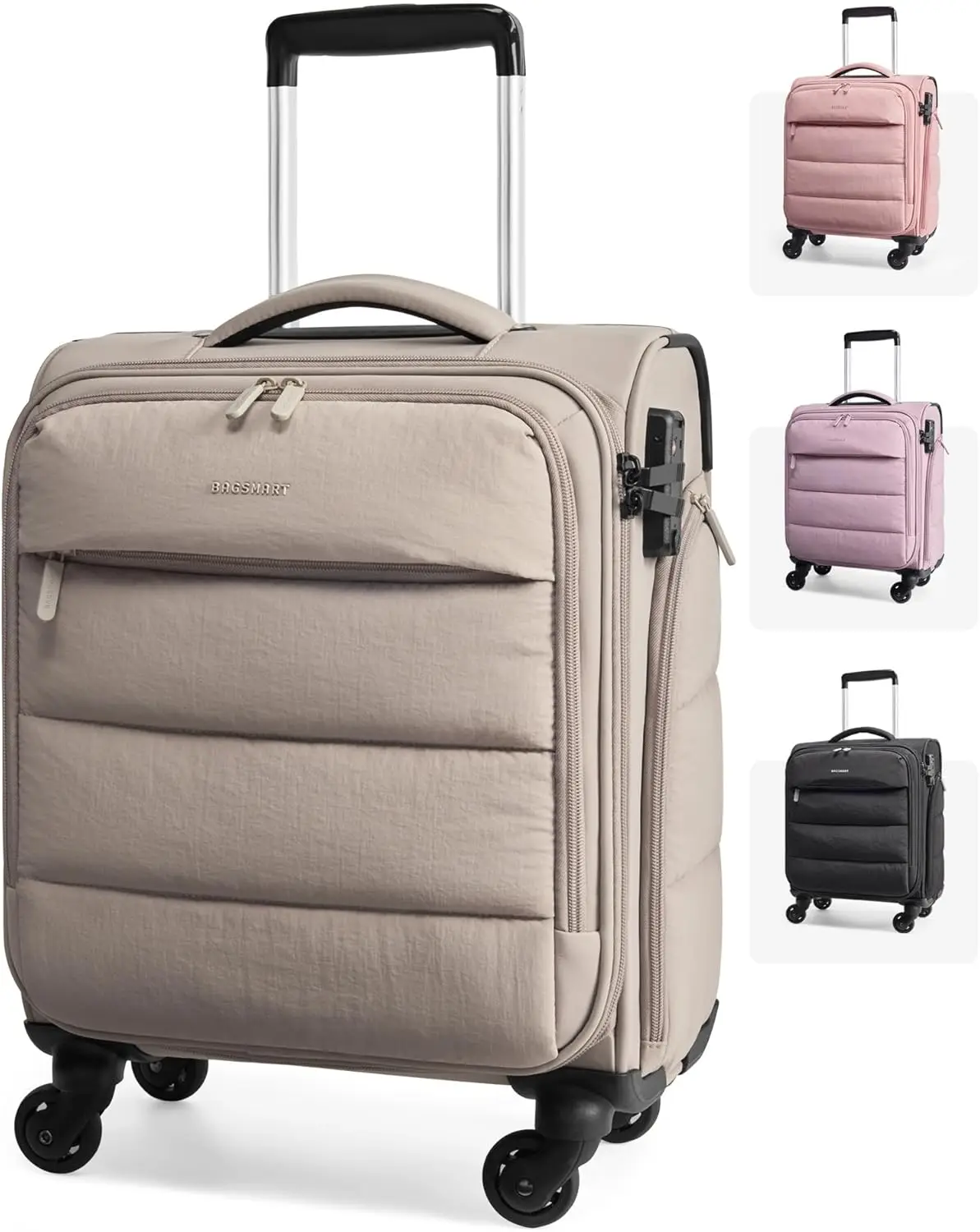 

Lightweight Underseat Carry-On Luggage with Wheels, Soft Small Travel Suitcase with Wet/Dry Pockets for Short Trips and Cameras