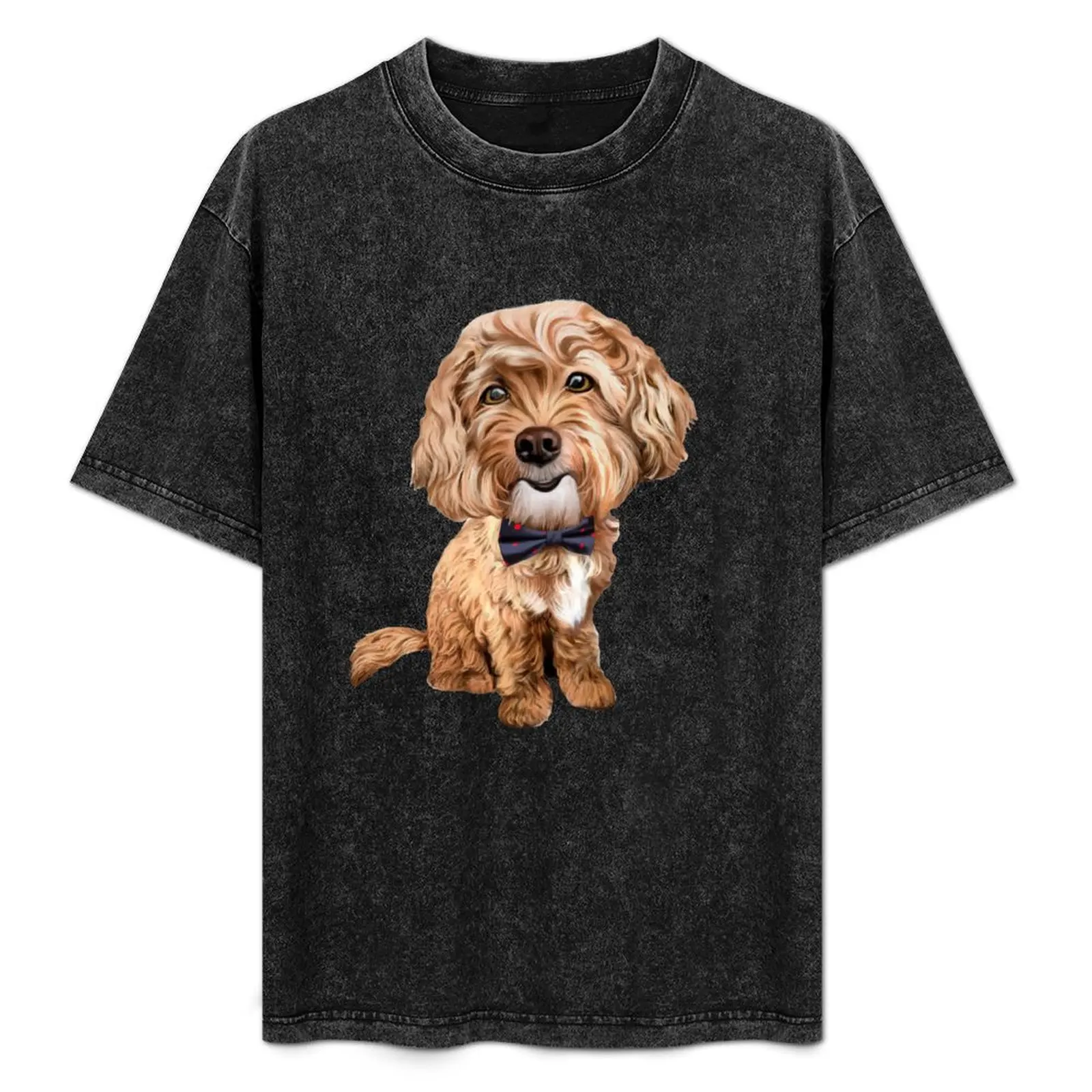 Camiseta Cavapoo Cavoodle con lazo, camiseta informal sencilla de manga corta