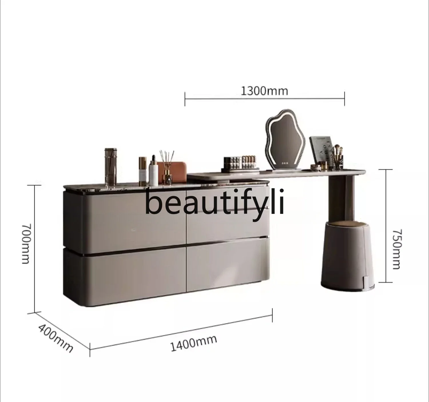 

Dresser, chest, integrated modern simple bedroom, Italian light luxury makeup table, solid wood telescopic makeup table