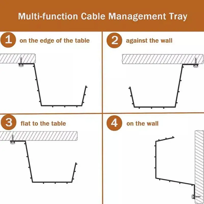 2 pçs sob a mesa bandeja de gerenciamento de cabo organizador de cabo sob a mesa de armazenamento rack cabo cabo de tira de alimentação adaptador organizador prateleira