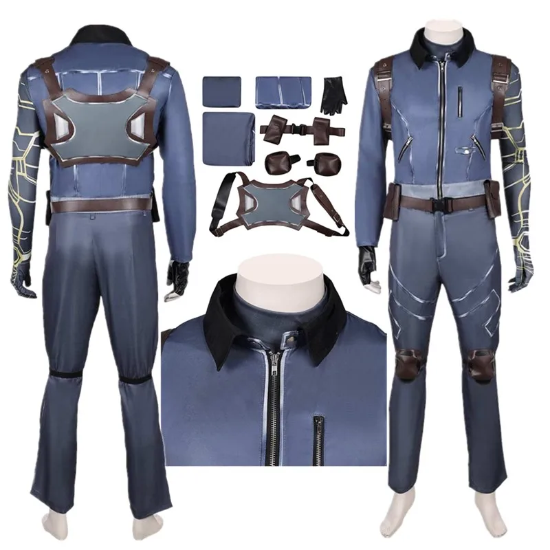 

Adult Men Winter Fantasia Soldier Bucky Cosplay Barnes Costume Top Pants Belt Gloves Outfits Halloween Carnival Party Suit