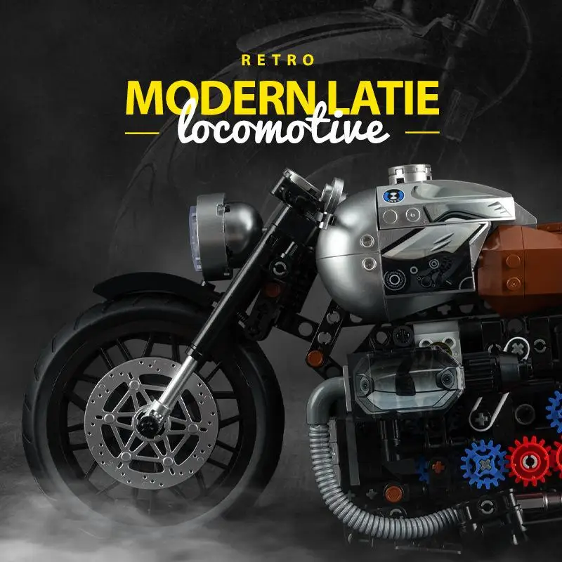 OUZEY Retro Cafe Moto Building Blocks, oltre 14 kit modello fai da te con parti meccaniche, regalo da collezione per adulti per uomo
