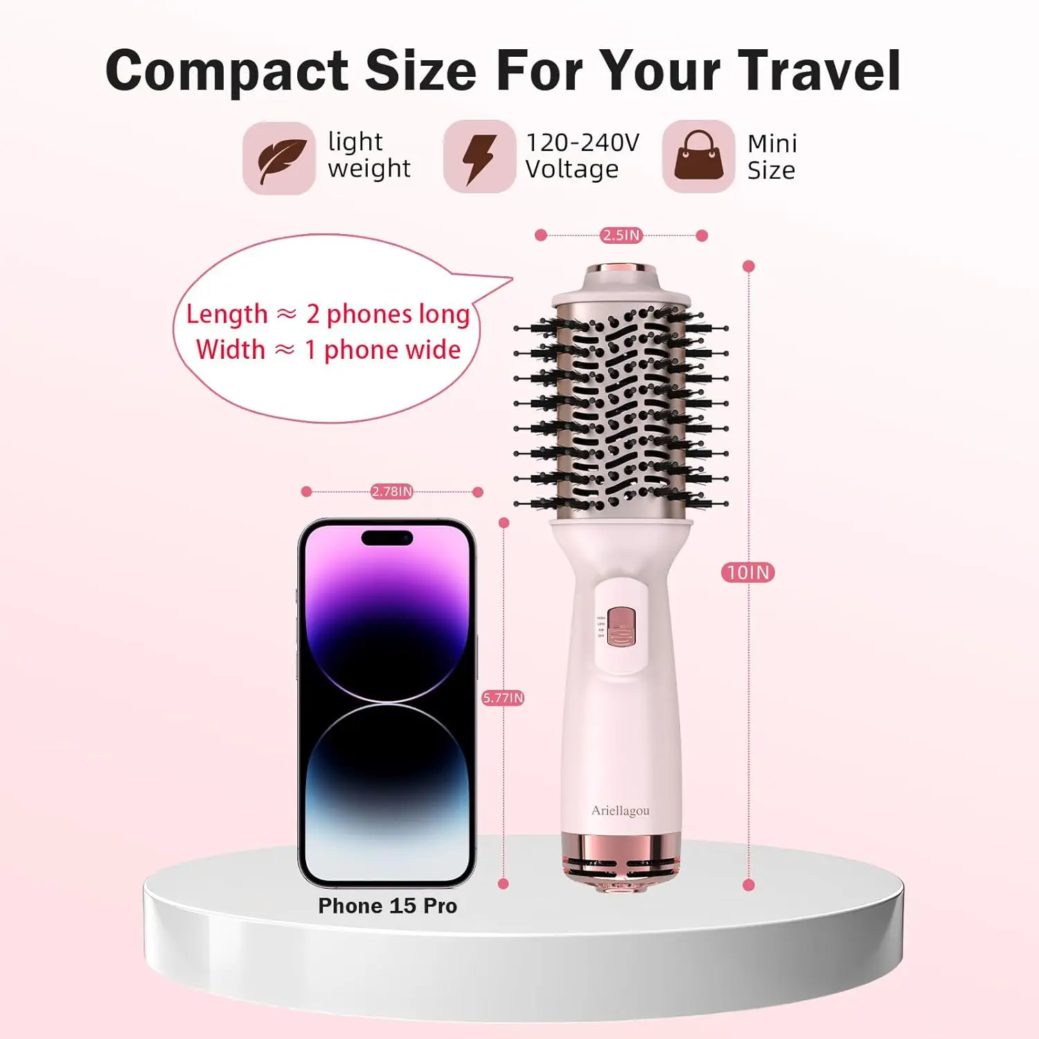 SMET Ionic 700W Dual Voltage Travel Hair Dryer Brush European Plug One Step Blow Dryer Styler Volumizer Home Salon Use