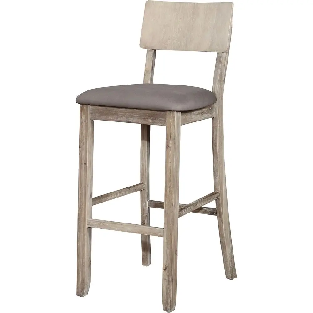 

Серый барный стул с обивкой и серым сиденьем, отделанный глазурью