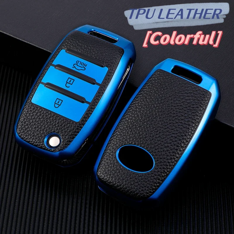 3 Buttons TPU+Leather Car Key Case For Kia Rio 3 K2 Ceed Cerato K3 Sportage 4 Picanto K5 Optima Sorento Forte Stinger 2017 2018