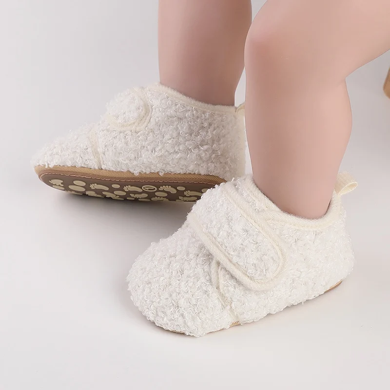 Autumn Winter Warm Baby Boots Infant Plush Soft Wool First Walkers Plush Thickened Shoes Newborn Anti-slip Footwear