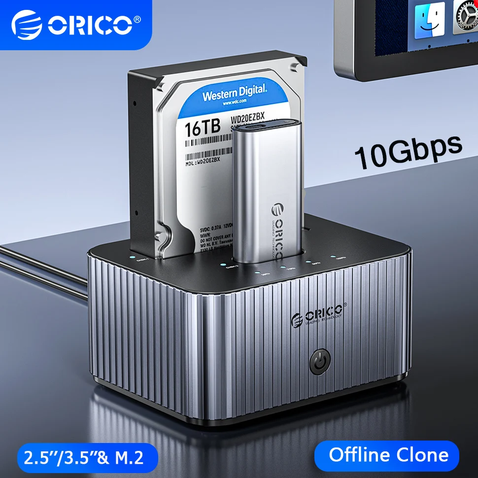 

ORICO 2.5"/3.5"inch SATA HDD SSD Docking Station 10Gbps M.2 NVMe Enclosure USB C 3.2 Offline Clone Hard Disk External Case Stand