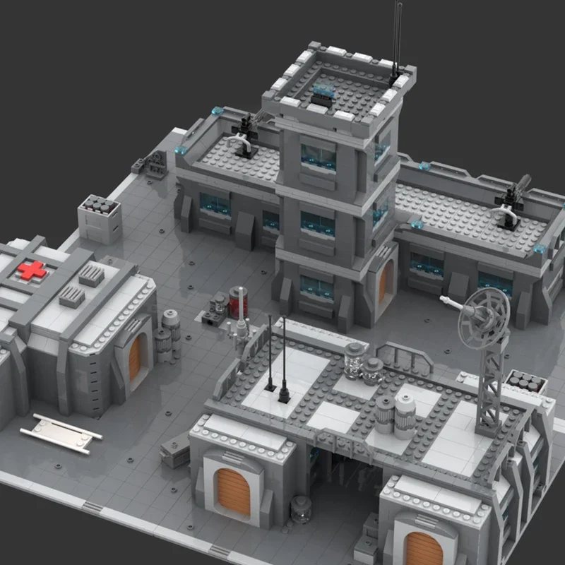 verfijnde aangepaste ster film verdedigingsgronden diorama bakstenen iconische gevechtsbasis scène blokken Sci-Fi architectuur display moc