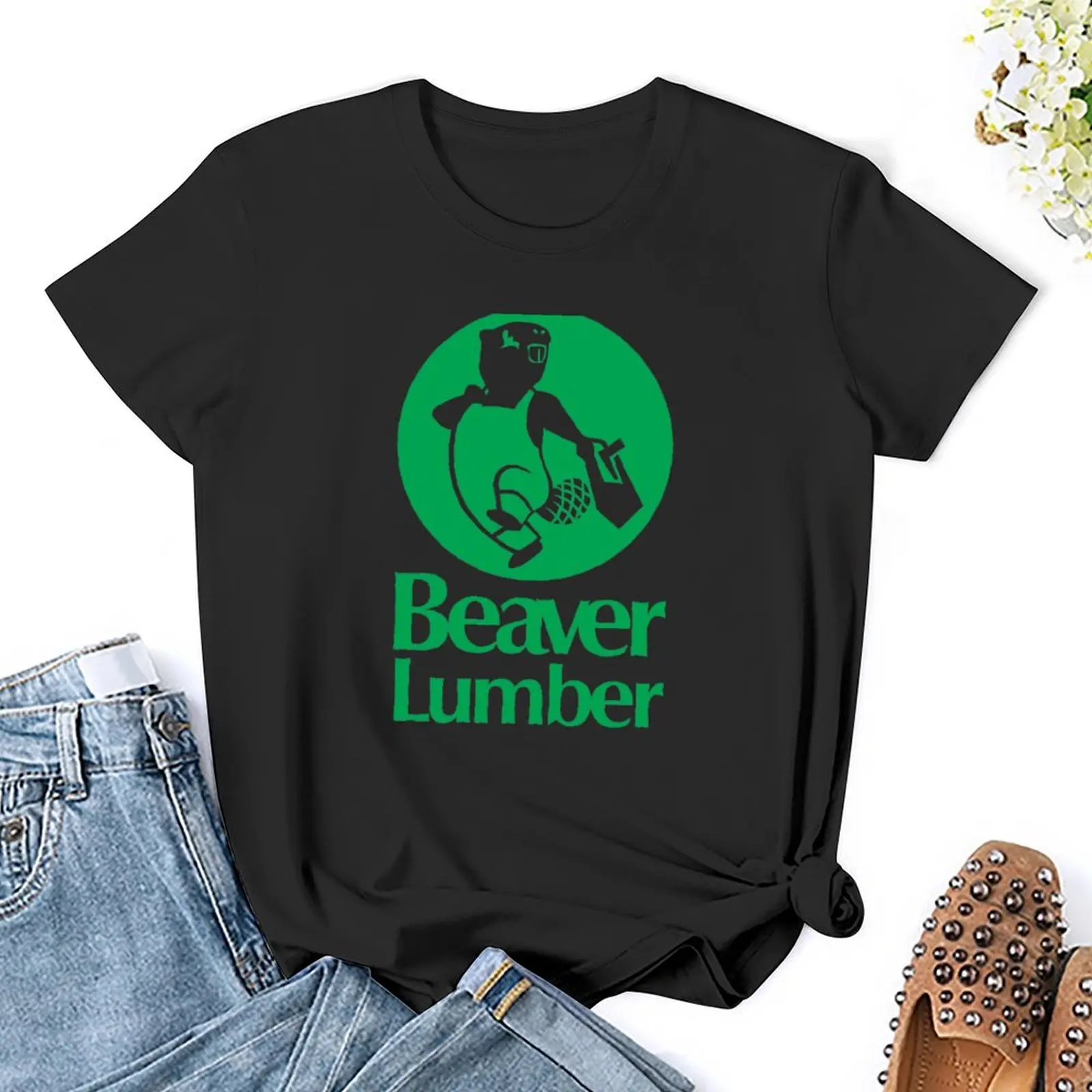 Beaver Lumber (green) T-Shirt anime clothes summer top cute clothes t shirt for Women