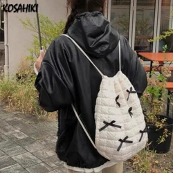 Sweet Y2k Aesthetic Kawaii Bow Backpack Japanese Girls All Match Drawstring Backpacks Women Students Casual Trendy Schoolbags