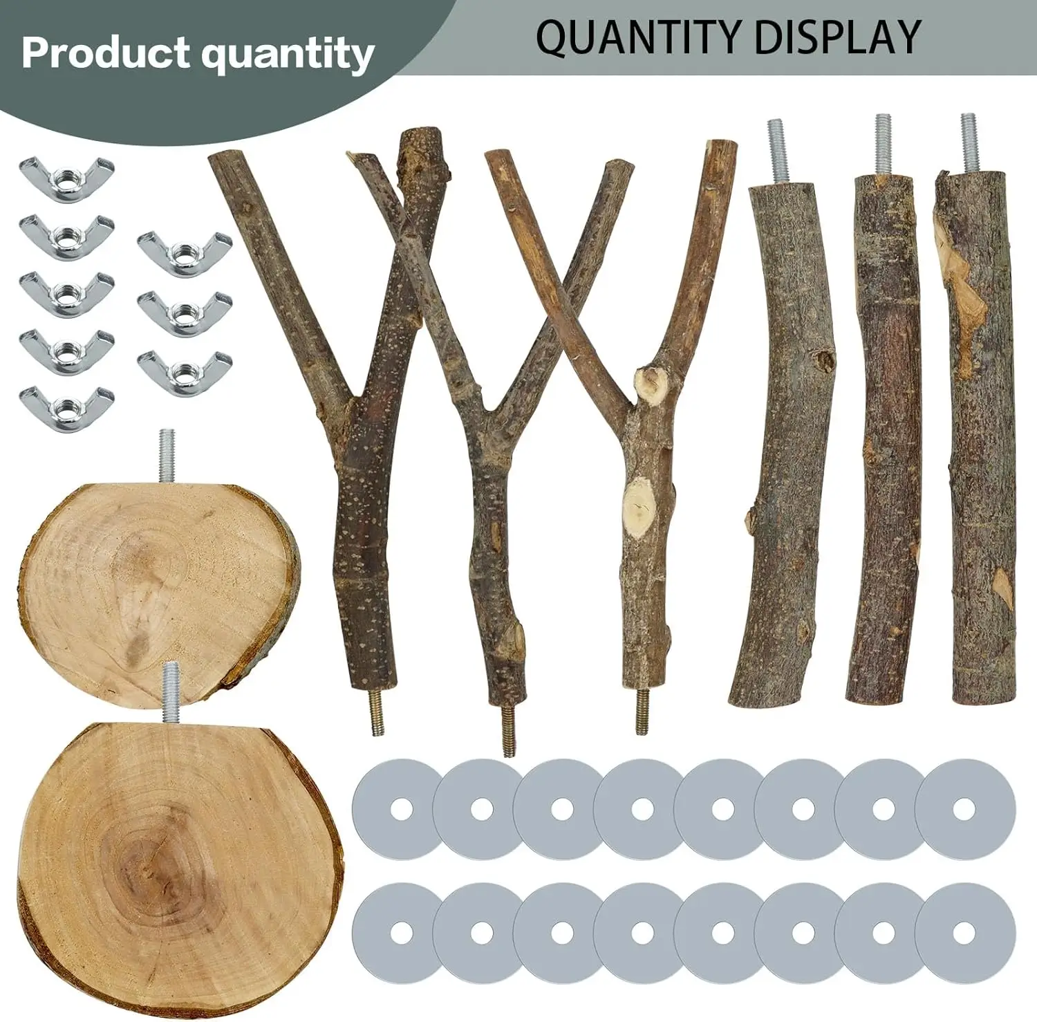 8PCS Natural Wood Bird Perches 4