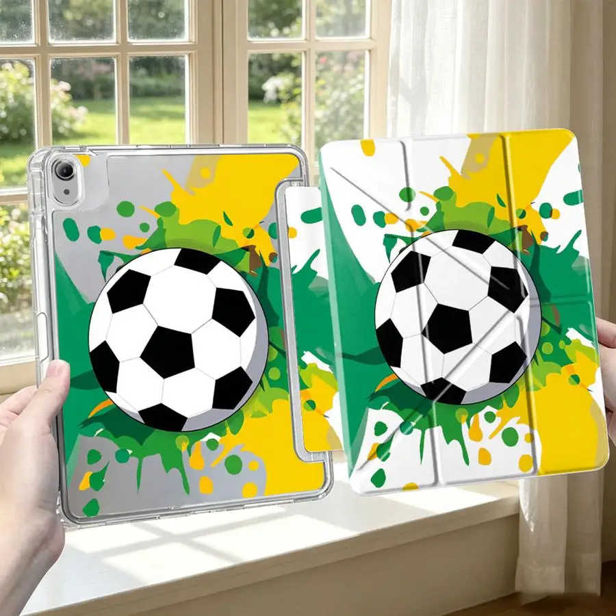 Tablet Case For iPad 10th Gen 9th 11th 12th Pro 13 2025 2026 Mini 7 6 5 Air 8 M2 M3 3 With Pen Slot Cover Brazil Soccer