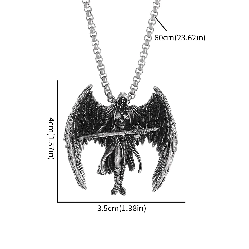 Retro Gothic Angel Wings Feather Pendant Necklace Personalized Pendant Mythical Character Trend Fashion Jewelry Accessories