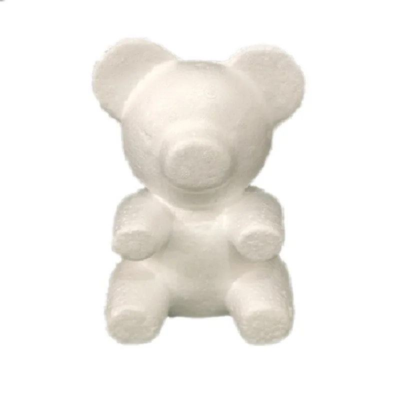 Urso de espuma de isopor de poliestireno 20cm, molde de urso de rosa artificial para casamento, dia dos namorados, decoração de casa