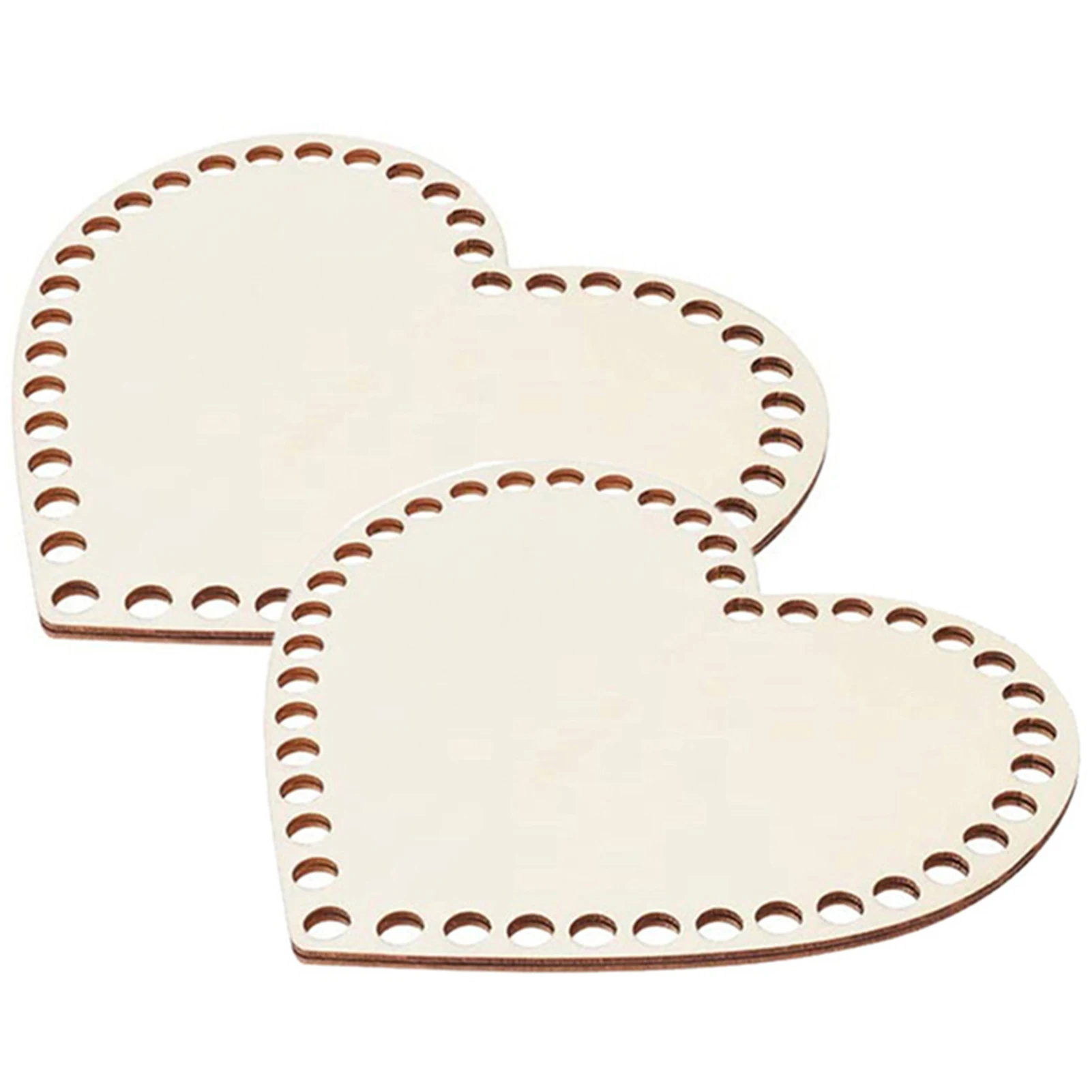 2pcs Wooden Basket Bottom For Knitting Crochet Bag Unfinished Wood Heart Shaped Weaving Knitting Base For Knitters Beginners DIY