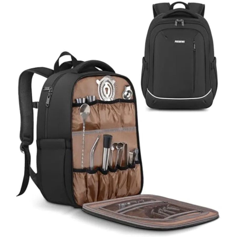 

Bartender Bag Travel Bartending Backpack for Carrying Bar Kit Portable Bar Bag for Tools Set Storage Cocktail Shaker and Wine B