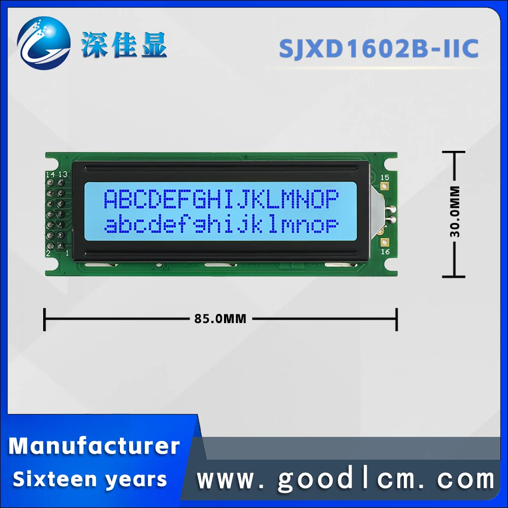 Russian character screen IIC/I2C Interface SJXD1602B-IIC STN Gray Positive 16X2 LCD Screen Character LCM Display Module