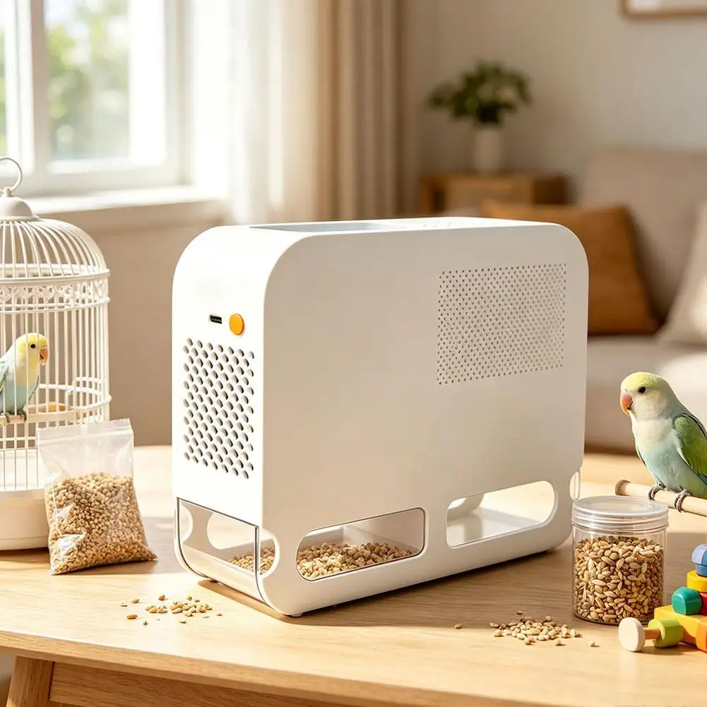 Elektrische Vogelfutter-Schalenblasmaschine mit einstellbarer Geschwindigkeit und Luftstrom, Vogelfutter-Separator, Getreide-Reiniger für Papageien und gemischtes Vogelfutter – Detail 6