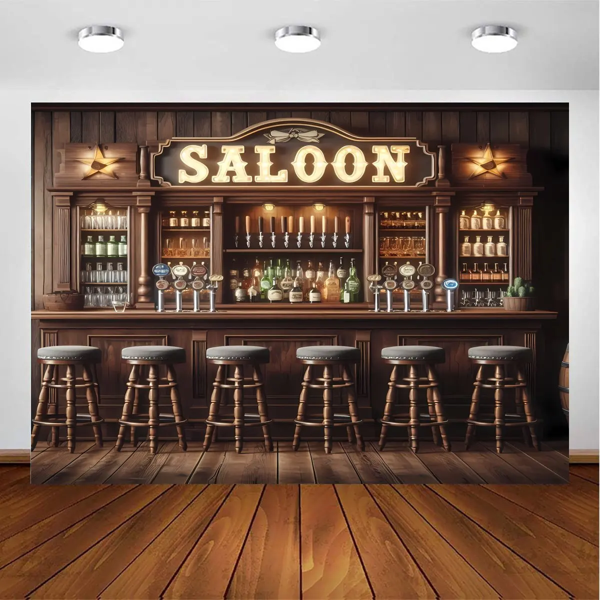 Background of Western Cowboy Bar - Vintage Whiskey and Wine Theme, Wallpaper for Nightclubs, Bars, and Parties