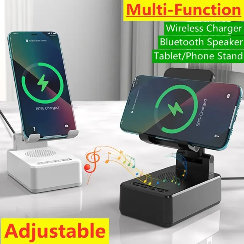 Mobile Phone Holder Stand Wireless Charger Bluetooth Speaker 15W Fast Charging Station Tablet Desktop Live Lazy Bracket Mount