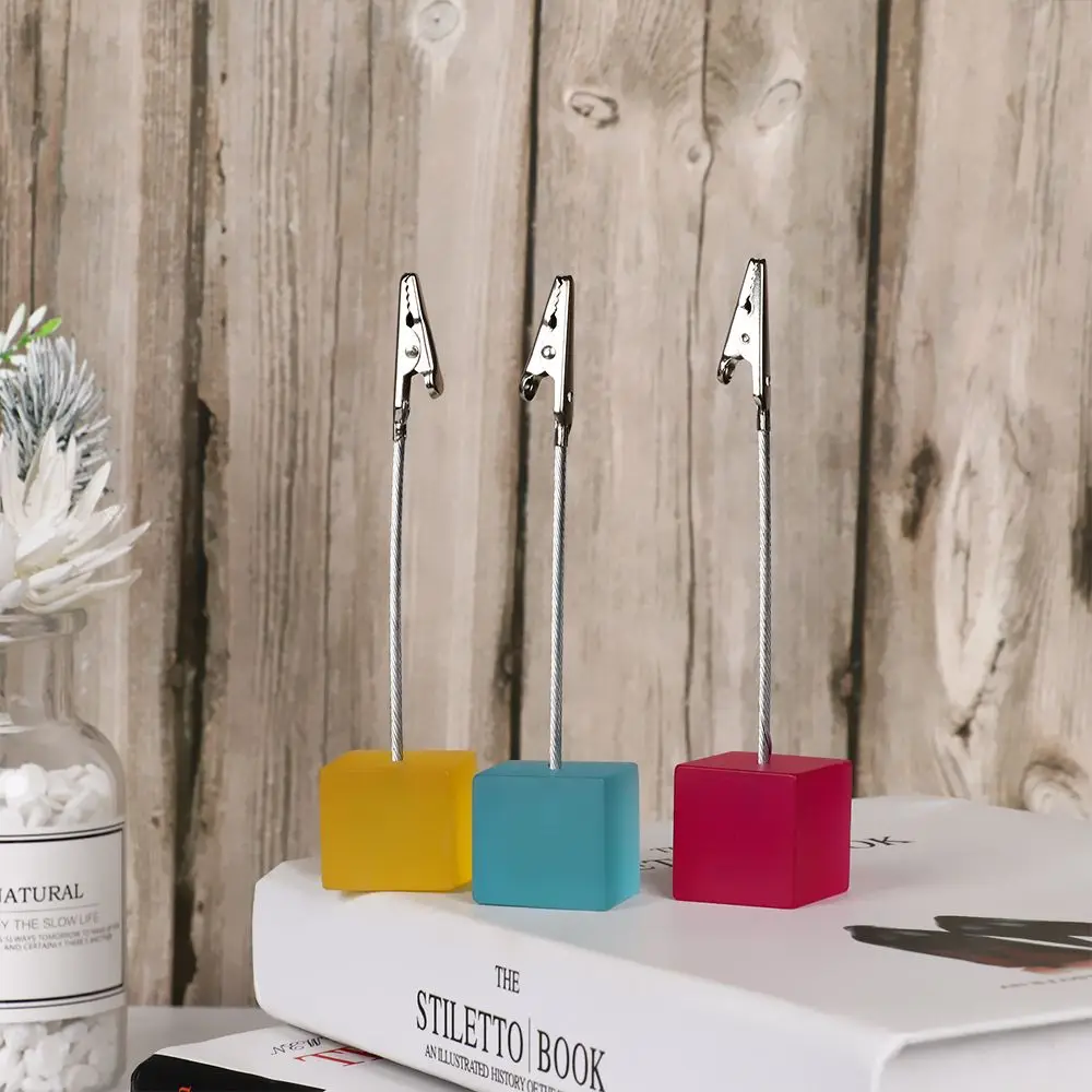 1PC Fashion DIY Home Decor Office Supplies Picture Folder Place Card Photos Clips Resin Square Shape Clamps Stand