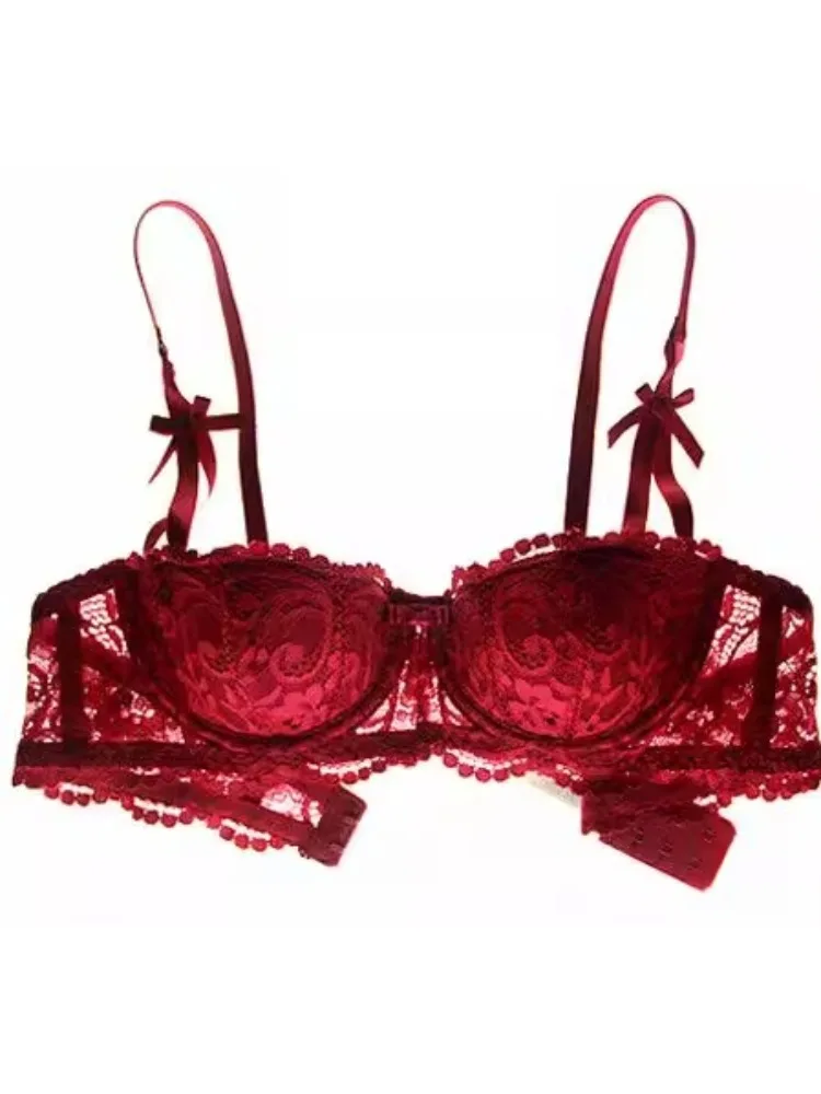 

Floral Lace Half Cup Bra Set No Underwire Small Breast Shaping Adjustable Straps Sexy Comfort Lingerie Set for Ladies S-XL SIZE