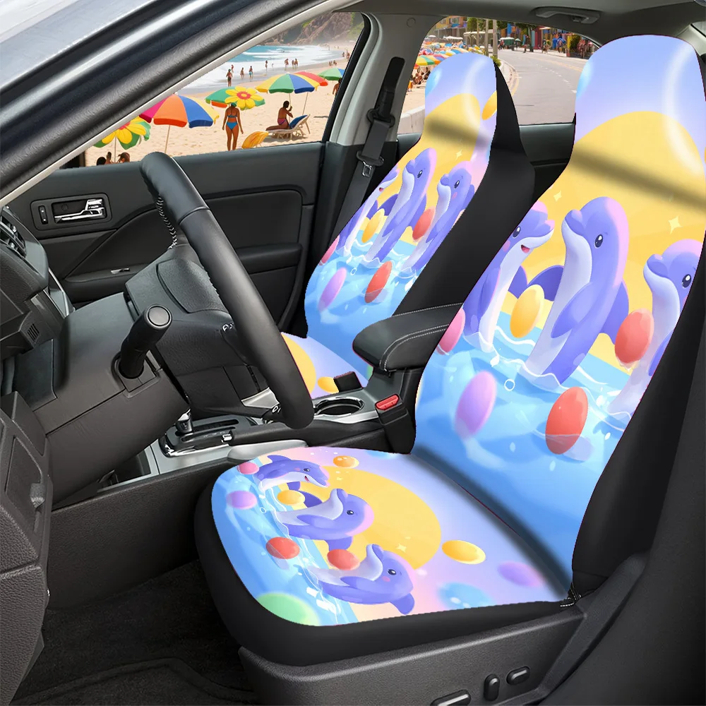 Car Seat Covers - Halloween Christmas New Year Easter Dolphins Bubbles Sunset Premium Lucky Gift For Friends Fit For Cars SUVs