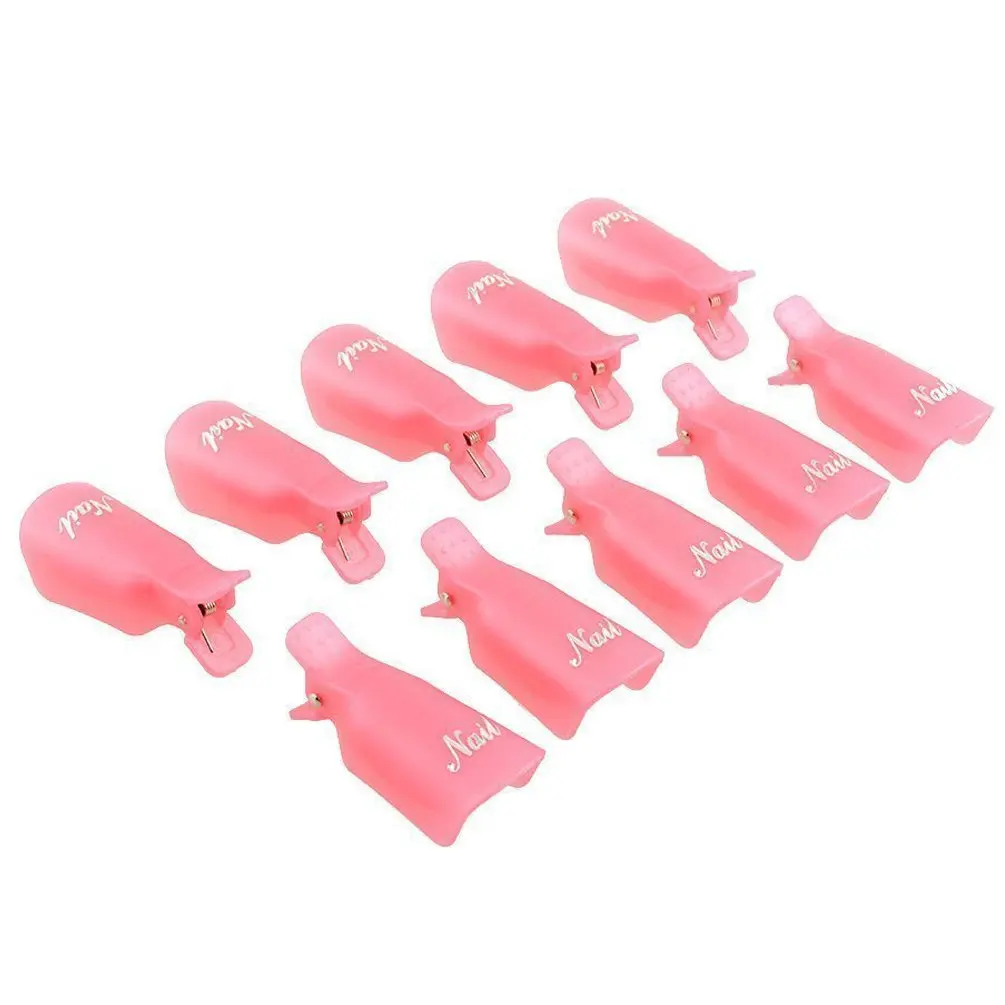 10 قطعة مسمار الفن البلاستيك نقع قبالة غطاء كليب UV جل ديجريسر مزيل طلاء الأظافر التفاف reuse able البولندية نقع قبالة غطاء كليب مانيكير أدوات #6