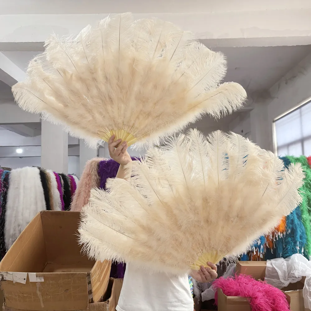 1/2PCS Ostrich Feather Small Fan 90cm for Carnival Celebration Belly Dance Show Performance Handheld Fan Plumes Crafts Accessory