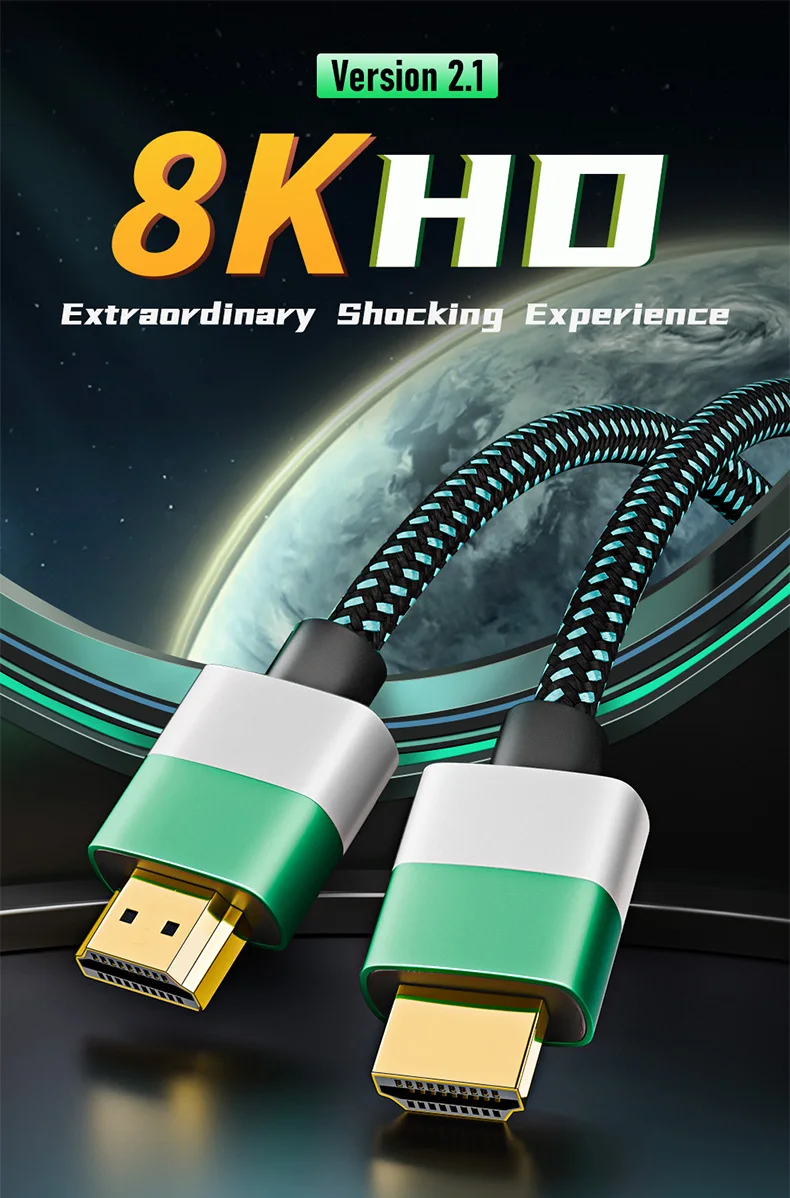 HDMI 2.1 Kabel 48 Gbit/s Hochgeschwindigkeits-8K60Hz 4K HDMI-kompatibles Kabel für Switch, Laptop, Monitor, Kamera, TV, Projektor – Detail 1
