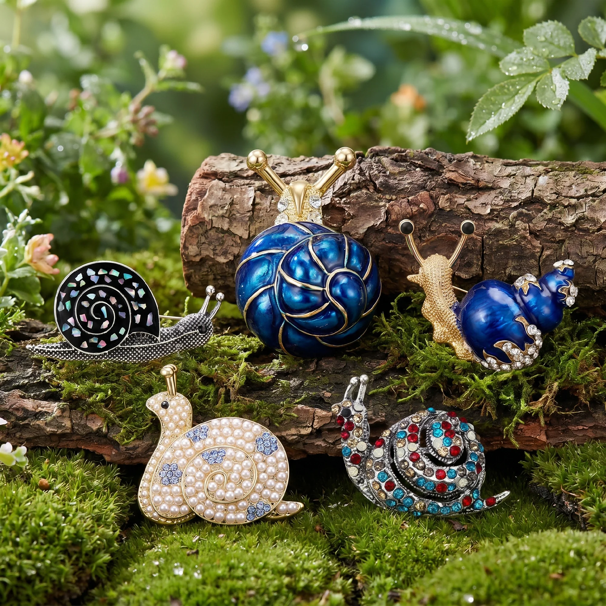 Classic Rhinestone Snail Brooches for Women Enamel Animal Pins Office Party Friend New Year Gifts Jewelry Accessories Decoration