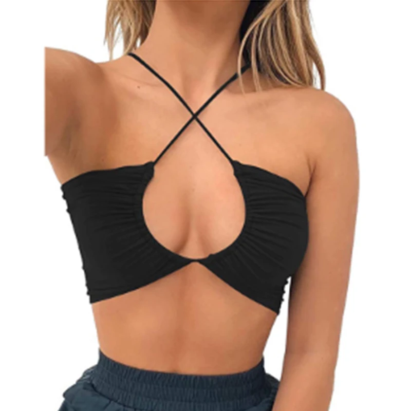 الصيف الأمريكية الشارع نمط بلوزات غير مغطية للكتف مثير الرسن القمم لون نقي بسيط لجام مزاجه موضة الرقبة الرافعة سترة