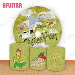 Peter Pan Tinkerbell Round Backdrop Girls Boys Birthday Party Cylinder Covers Baby Shower Decoration Photo Props