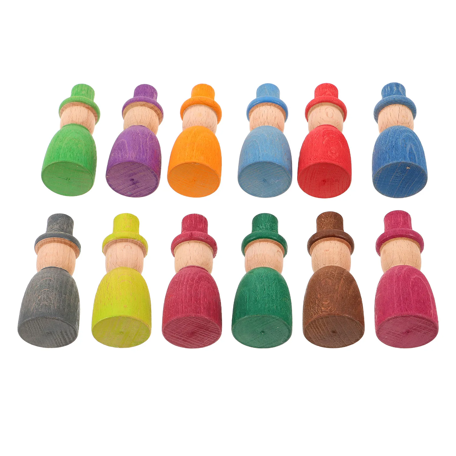 

12Pcs Colorful Wooden Peg People Hand-Painted Vibrant Mini Figures for Dollhouse Play Pretend Role Fine Motor Skills