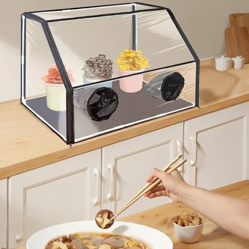 Transparent Mushroom Growing Observation Box With Adjustable Sleeves Growers Portable Airtight -Mini Greenhouse Container
